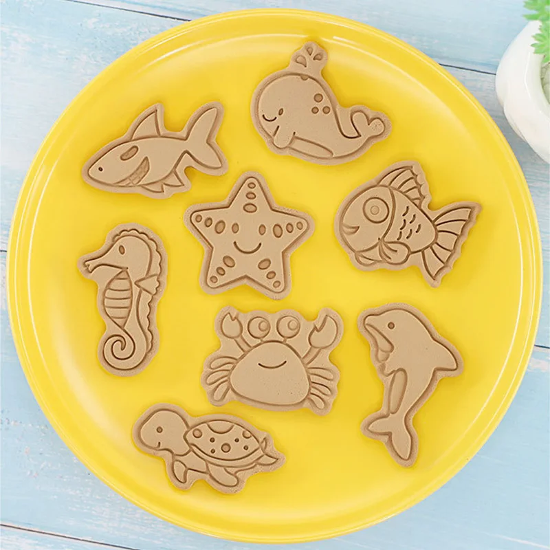 8pcs/set Ocean Animal Cookie Cutter Whale Dolphin Biscuit Mould Octopus Crab Turtle Fondant Tools Sugar Baking Pastry Mold