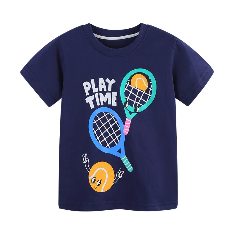 

2-7T Children's Boys Girls T Shirts Tennis Racket Print Short Sleeve Baby Clothes Summer Toddler Kids Tees Children's Clothing