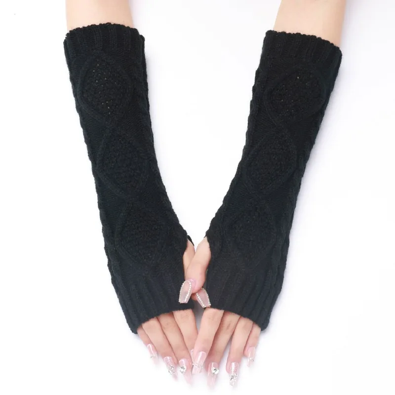 Aotvotee الأكمام الحمراء للنساء Y2k اكسسوارات مدفئات للذراع شحن مجاني أصابع قفازات الشتاء متماسكة لطيف موضة بورجوندي