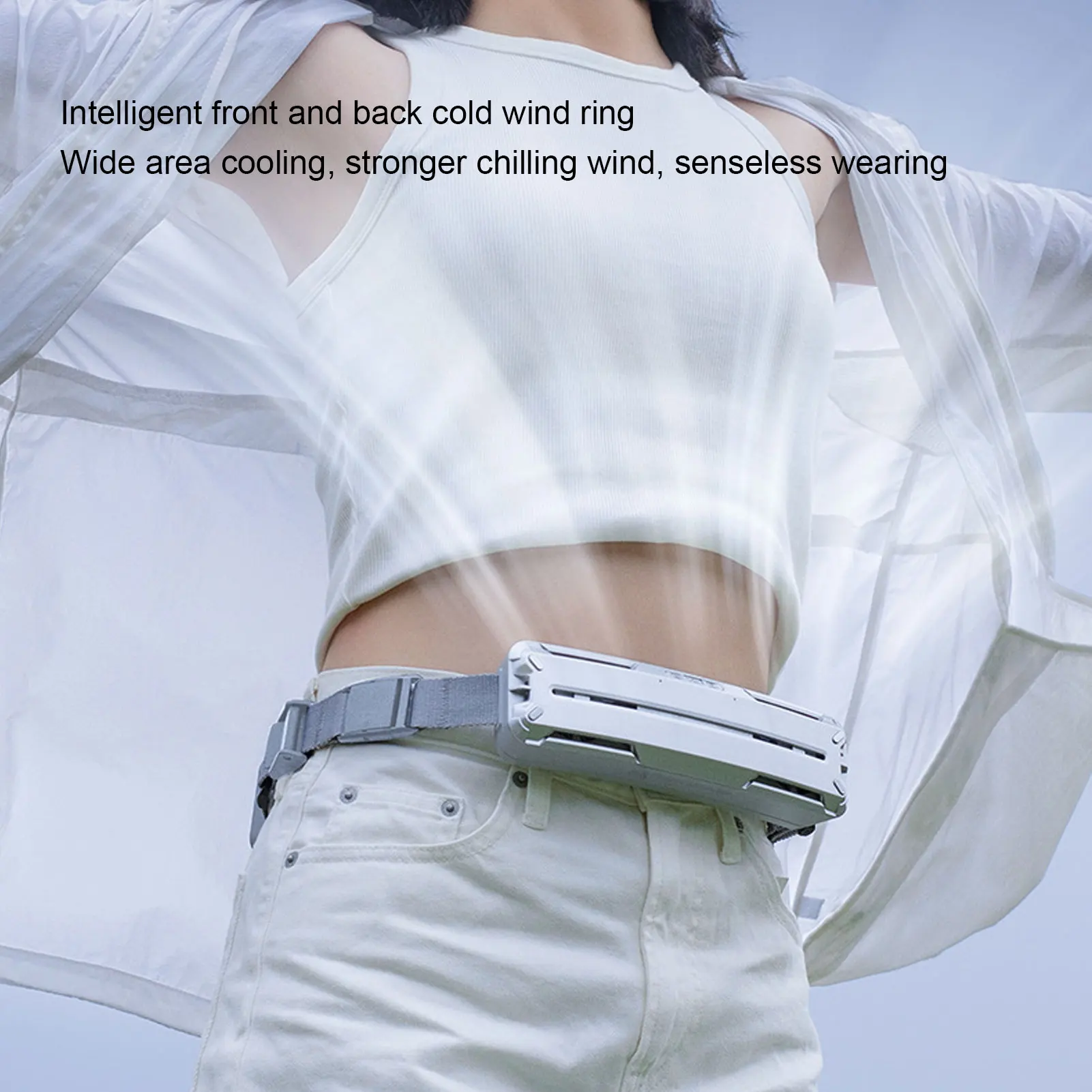 

3 Speeds Adjustable Ice Compress Efficient Wide Angles Belt Fan for Outdoor Sports Belt Fan Wearable Waist Fan Multifunctional