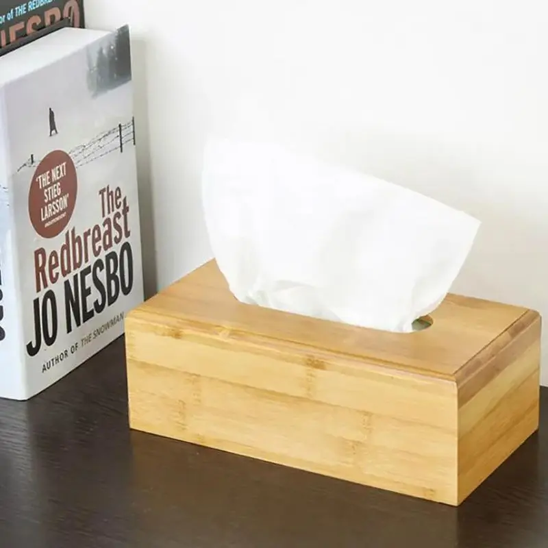 S/M/L Tissue Box Bamboo Napkin Boxes Car Tissue Holder Shelf Storage Case For Household Living Room Bathroom Drawer Paper Box