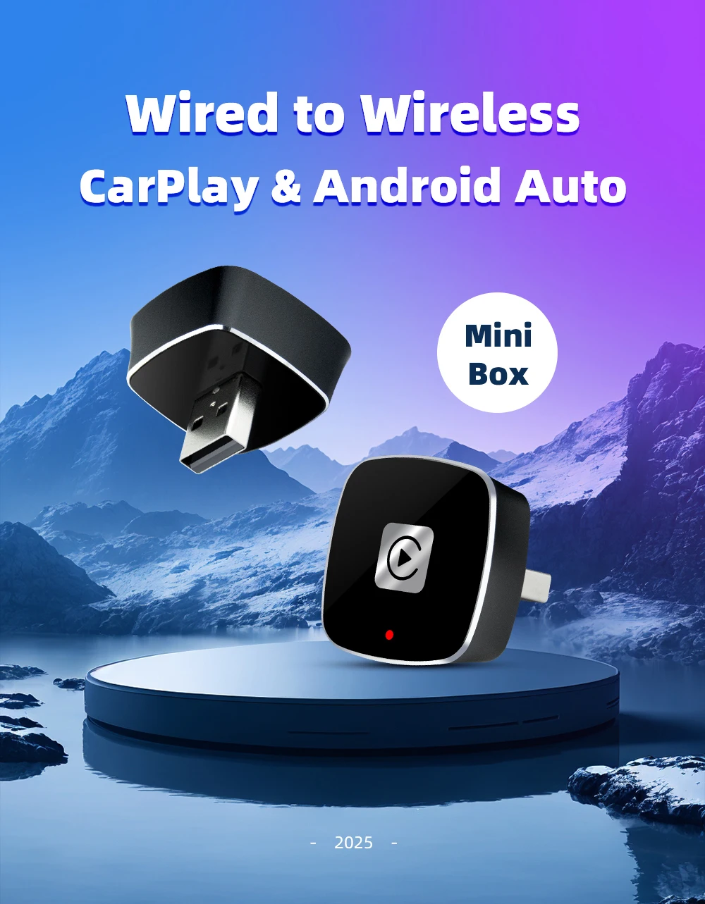 kebidumei Wireless CarPlay Android Auto Wireless Adapter Smart Mini Box Plug And Play Bluetooth 5.0 Fast Connect Port TYPE-C