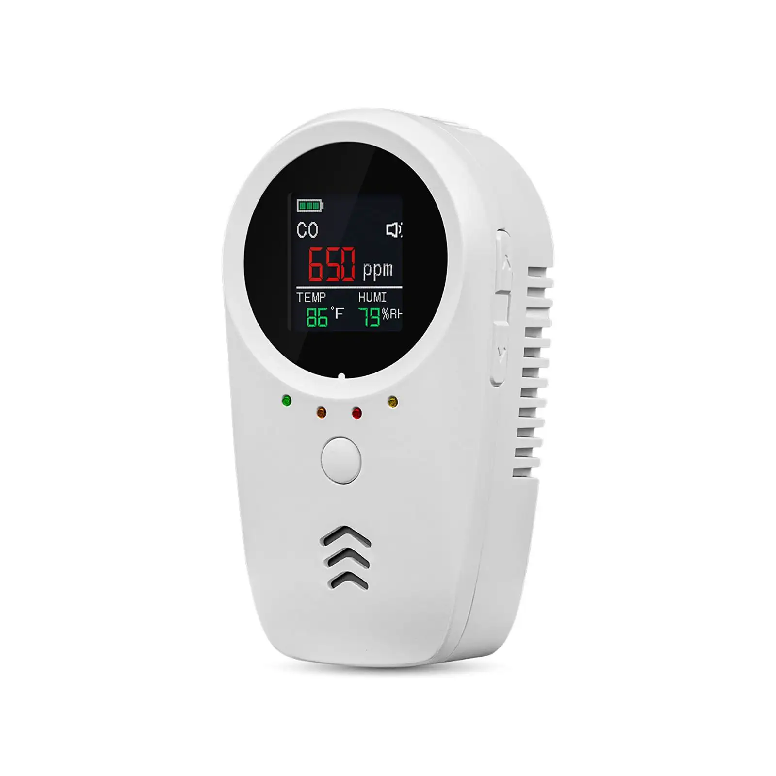 

4-in-1 Outdoor Gas Detector CO Alarm with Backup Battery and Temperature&Humidity Detector