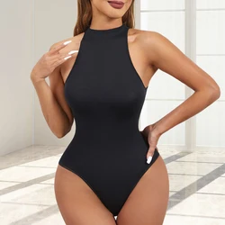 Round Neck Body Shaper Women Thin Waist Hip Enhancer Overlap Crotch Shapewear Bodysuit