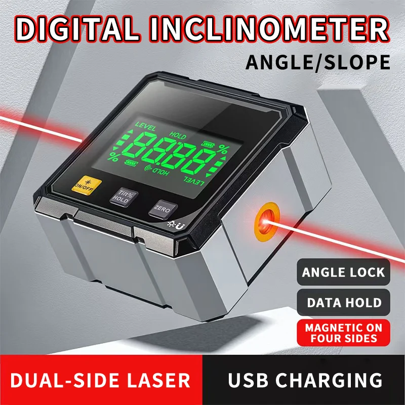 

Профессиональный высокоточный цифровой лазерный инклинометр 360 градусов, электронный измеритель угла наклона и уклона