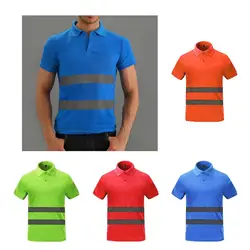 Camiseta reflectante de seguridad de alta visibilidad, solapa, L- 4 colores