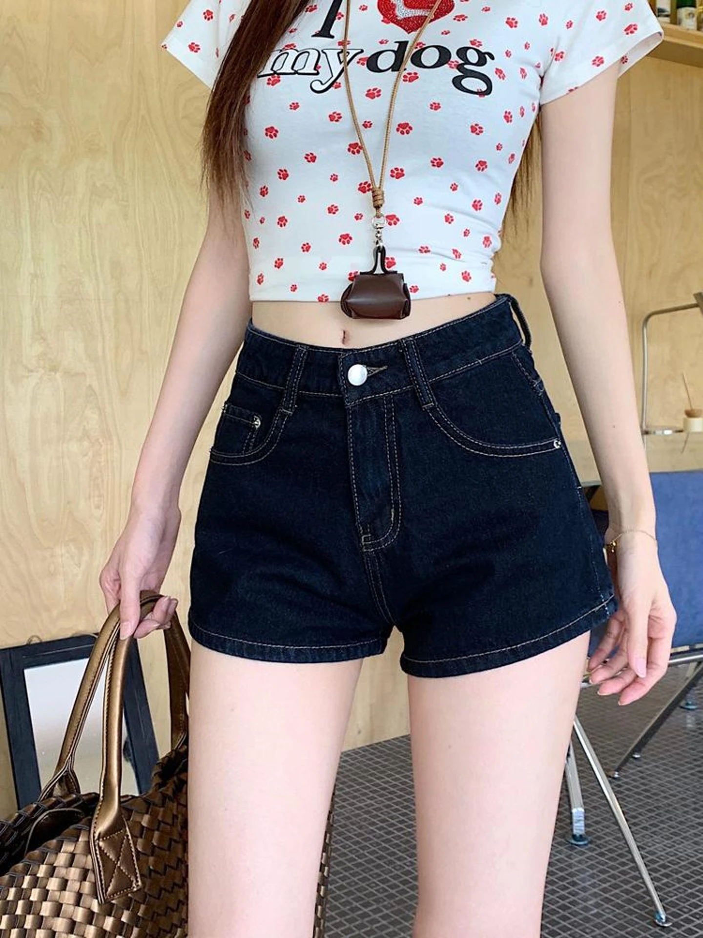 

Retro Denim Shorts High Waist Wide Leg Hot Pants Women's Summer New Style Washed Loose A-Line Short Jeans Elegant Style