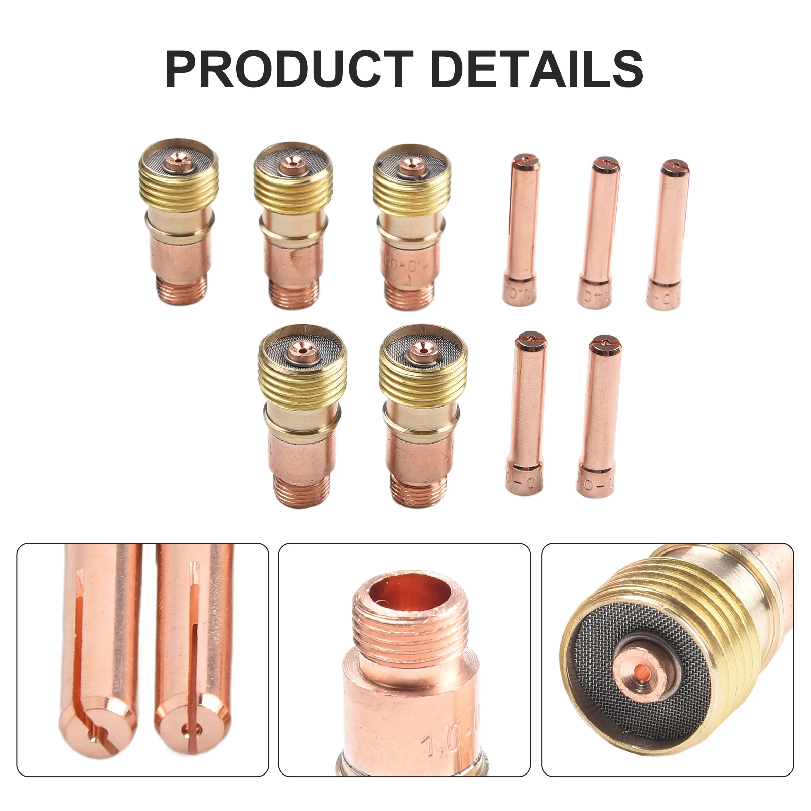 10pcs TIG Gas Lens 17GL040 0.040\'\' 10N22S Collet Kit For SR For WP 17 18 26 Nozzles Collets Lenses Welding Soldering