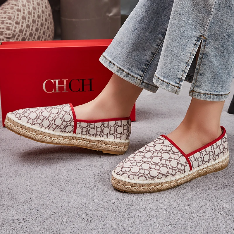 Women\'s Shoes 2024 Fisherman Shoes Mesh Breathable Luxury Brand Casual Shoes Plaid Woven Handmade Loafers Lady Straw Shoes Offer