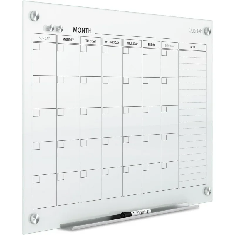 Magnetic Whiteboard Calendar, 3' x 2', Glass Dry Erase White Board Planner Homeschool Supplies & Home Office Organization, 2