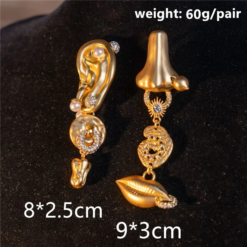 Vintage Eye Nose Ear Mouth Devil\'s Eye Earrings Asymmetric for Women Jewelry New In European And American Personality