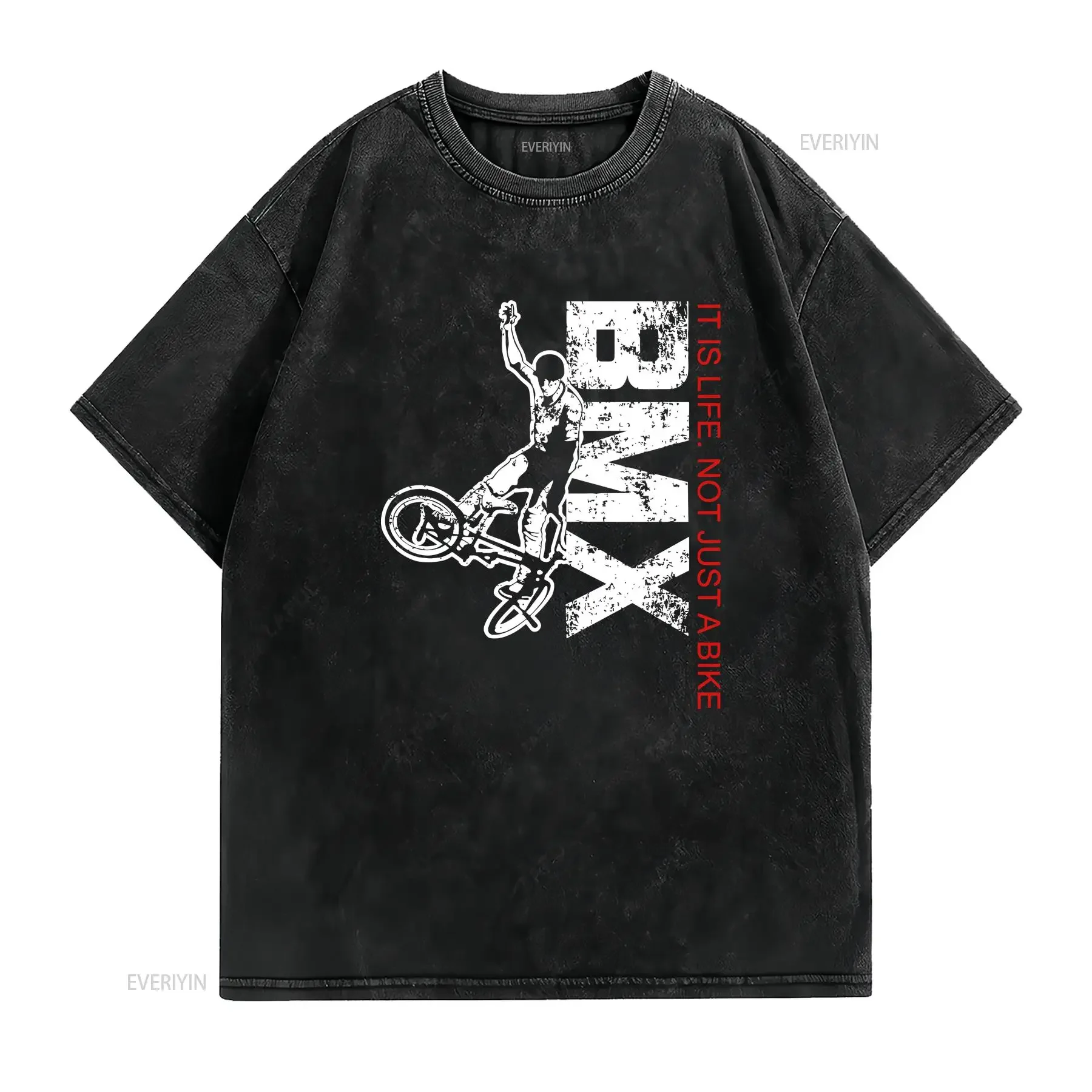 BMX Cycling T Shirt Cool Rider Extreme Sports Christmas Birthday for Top vintage Washed Casual Unisex Slightly fashion