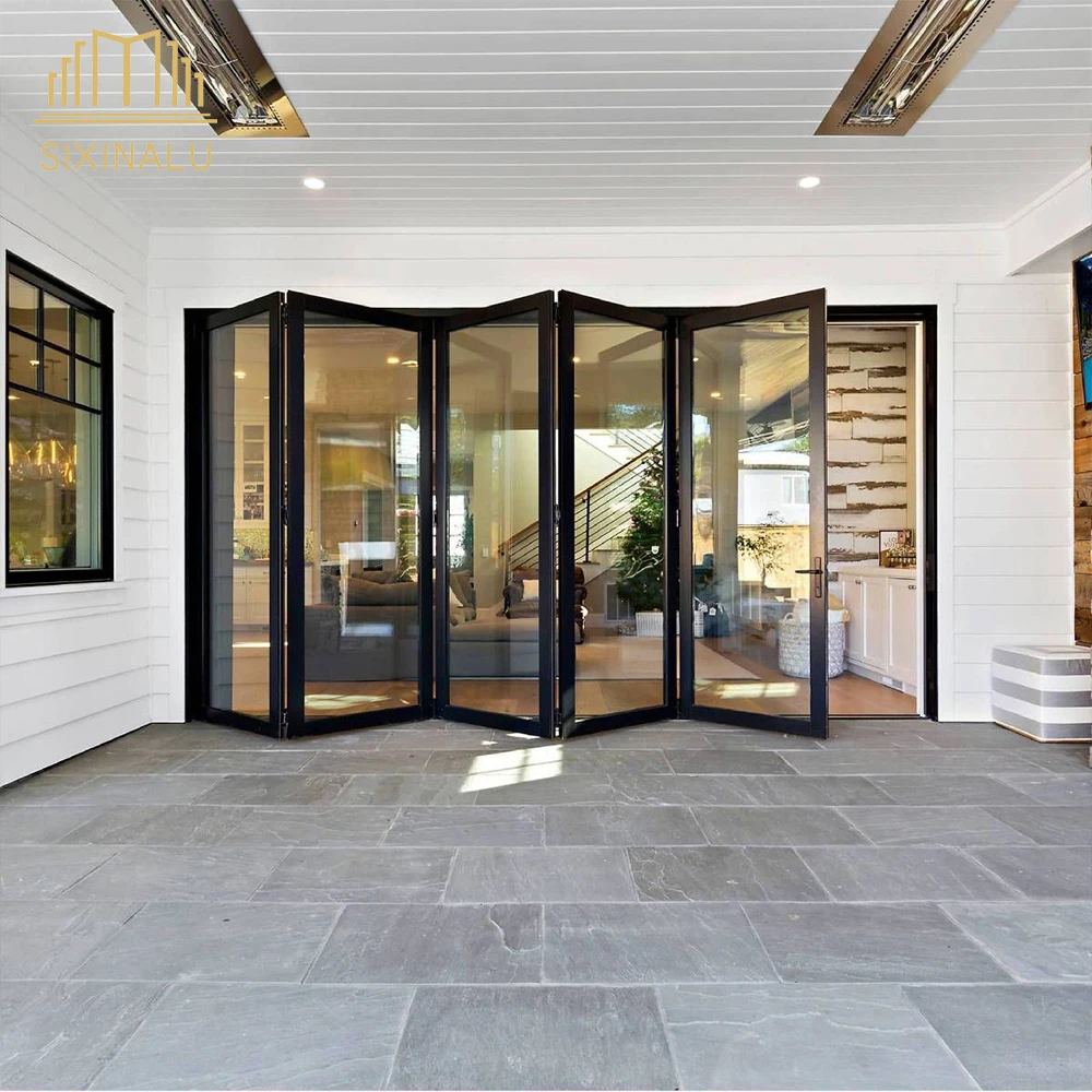 

Sixinalu Folding Doors Front Exterior Patio Accordion Door Sliding Bi-Fold Door Thermal Break Aluminum Double Glazed Customize