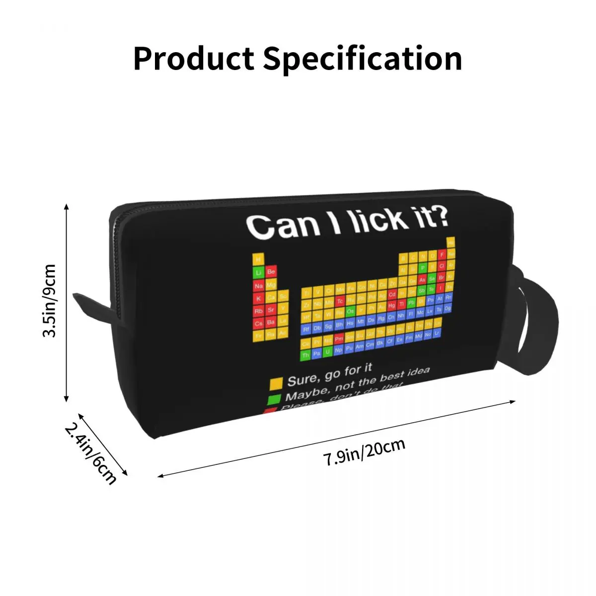 Can I Lick It Periodic Table Pencil Case for Kids School Pen Box Pencil Bag Stationery Supplies Travel Women Organizer Pouch