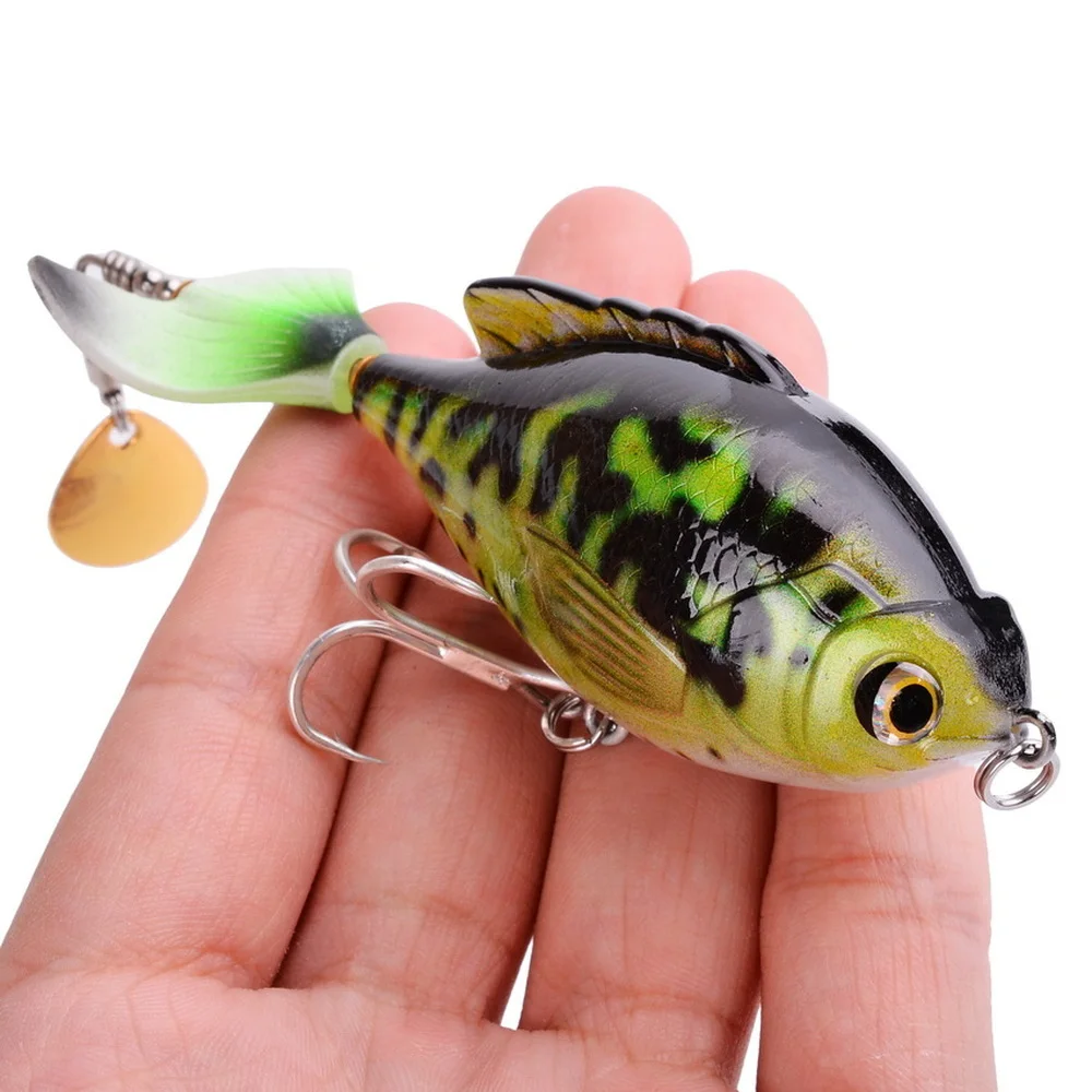 1pcs With Propeller Topwater Fishing Lures 97mm 16.6g Artificial Bait Hard Plopper Crankbait Rotating Tail Fishing Tackle Gear