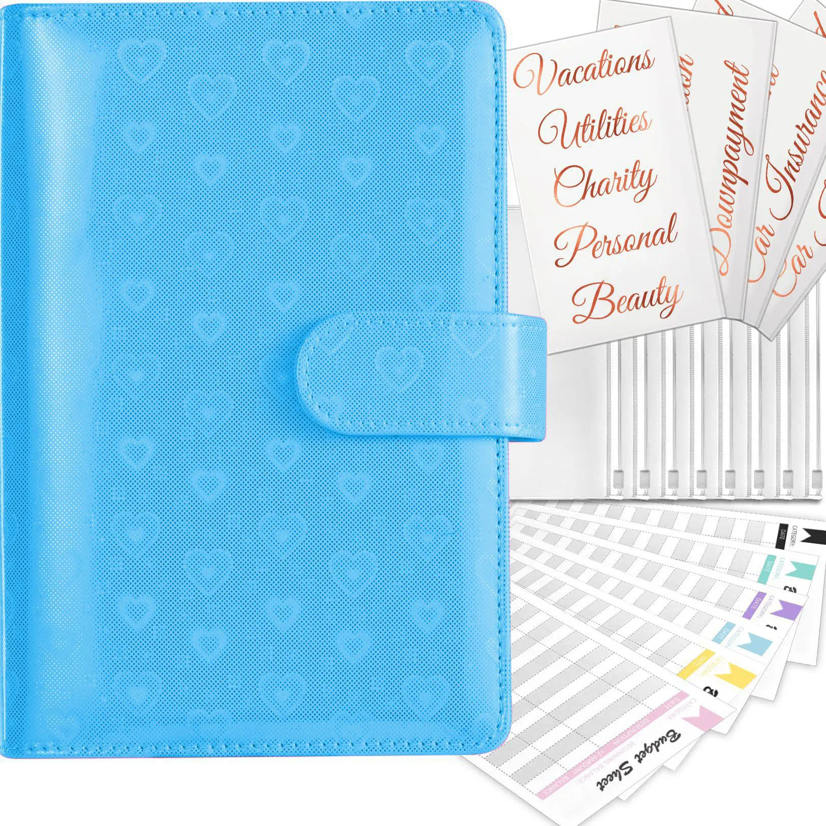 

A6 Budget Binder Notebook with Zipper Cash Envelopes for Budgeting,Money Bill Organizer for Cash,Budget Planner for Saving Money