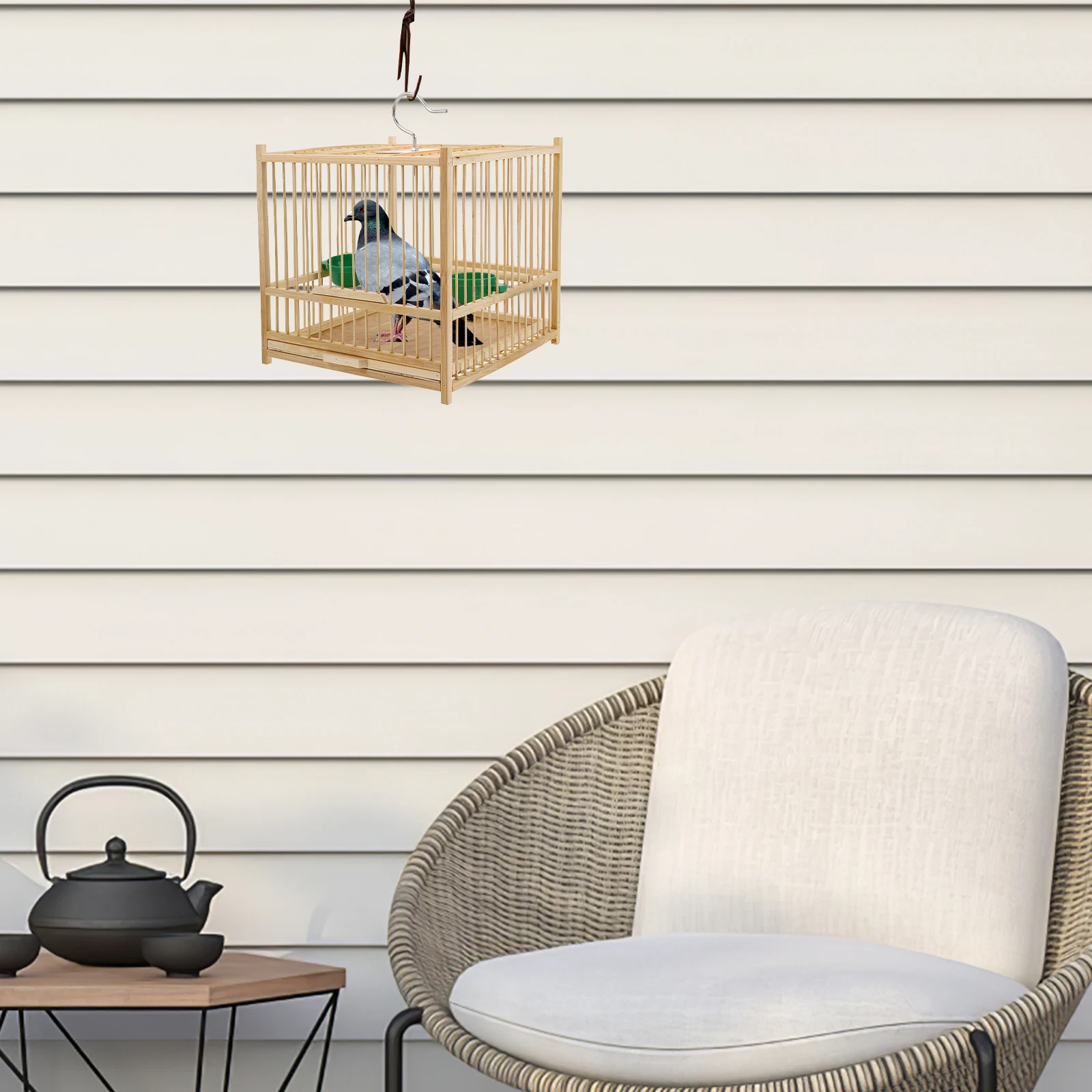 

Bamboo Bird Small Parrot Cage Durable Hanging Hook for Indoor Outdoor Use Comfortable Space Feeding Carrier Travel