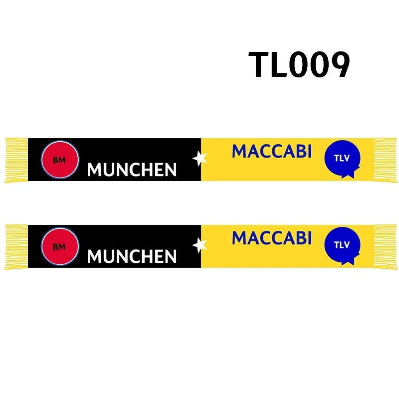 145*18 cm Size BM VS Maccabi TLV Scarf for Fans Double-faced Knitted TL009