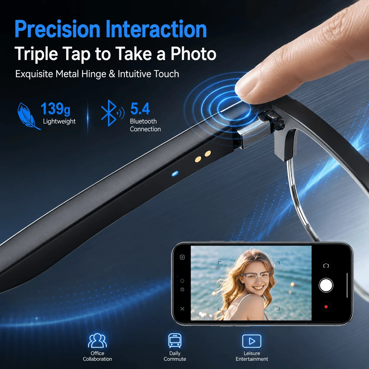 AIMB V2 Smart Bluetooth Glasse - مراجعة Gaming Glasses Blue وسعره