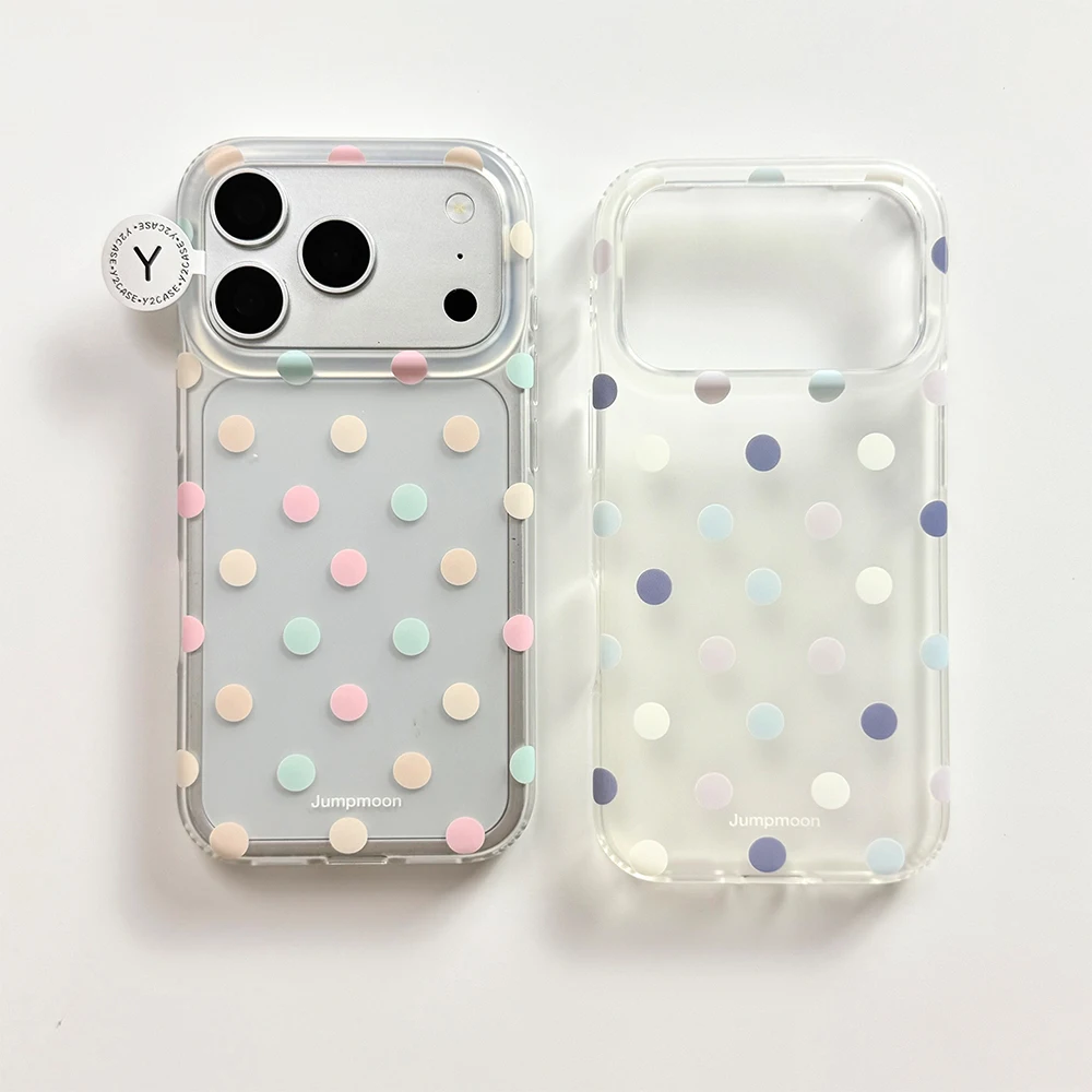 Koreanische Ins Bunte Polka Dots Transparente Handyhülle für iPhone 17promax 17pro 15 16 Pro Max Stoßfester Schutz Rückseite