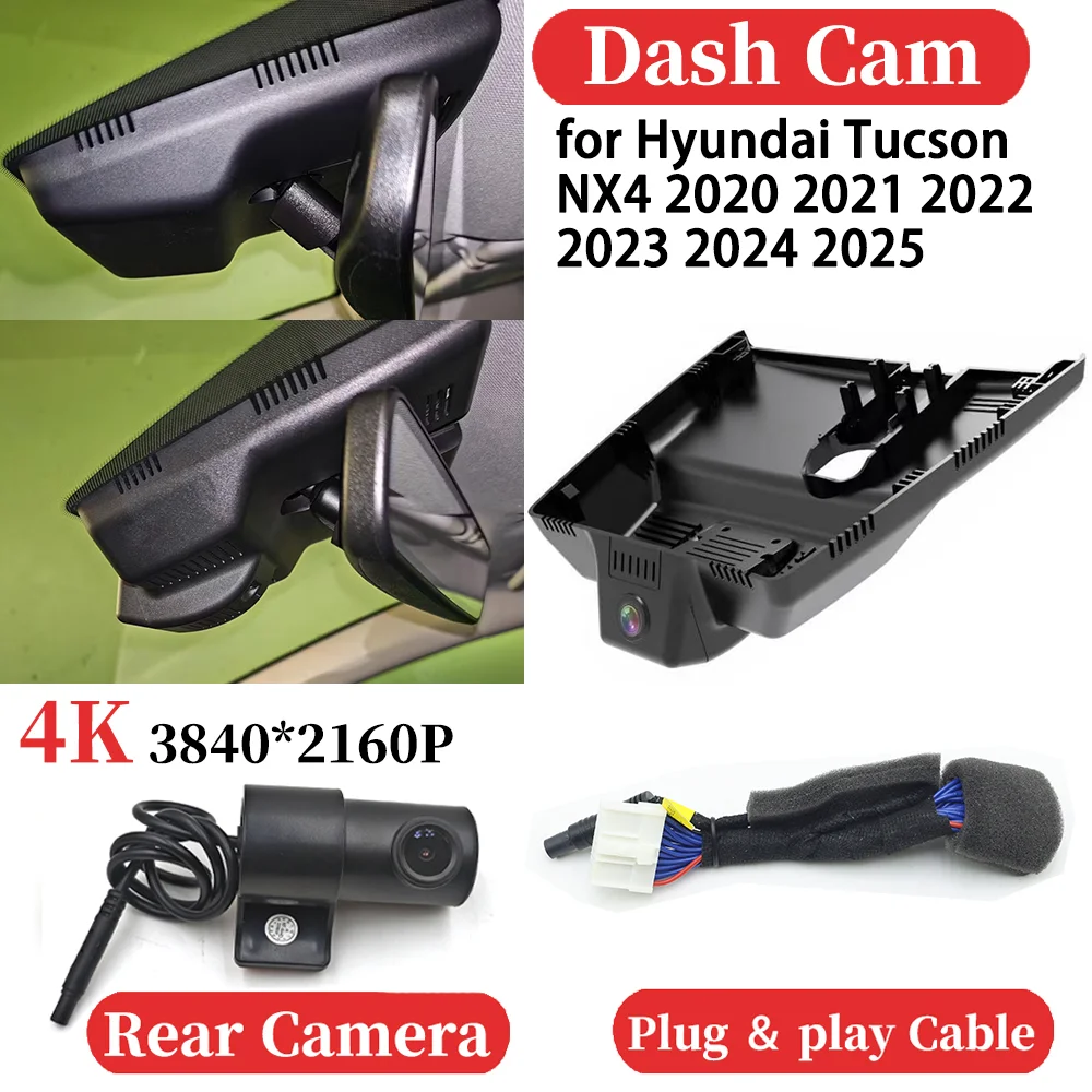 

ZJCGO for Hyundai Tucson NX4 2020 2021 2022 2023 2024 2025 UHD Car 4K Video Recorder DVR Dash Cam Dashboard Camera Night Vision
