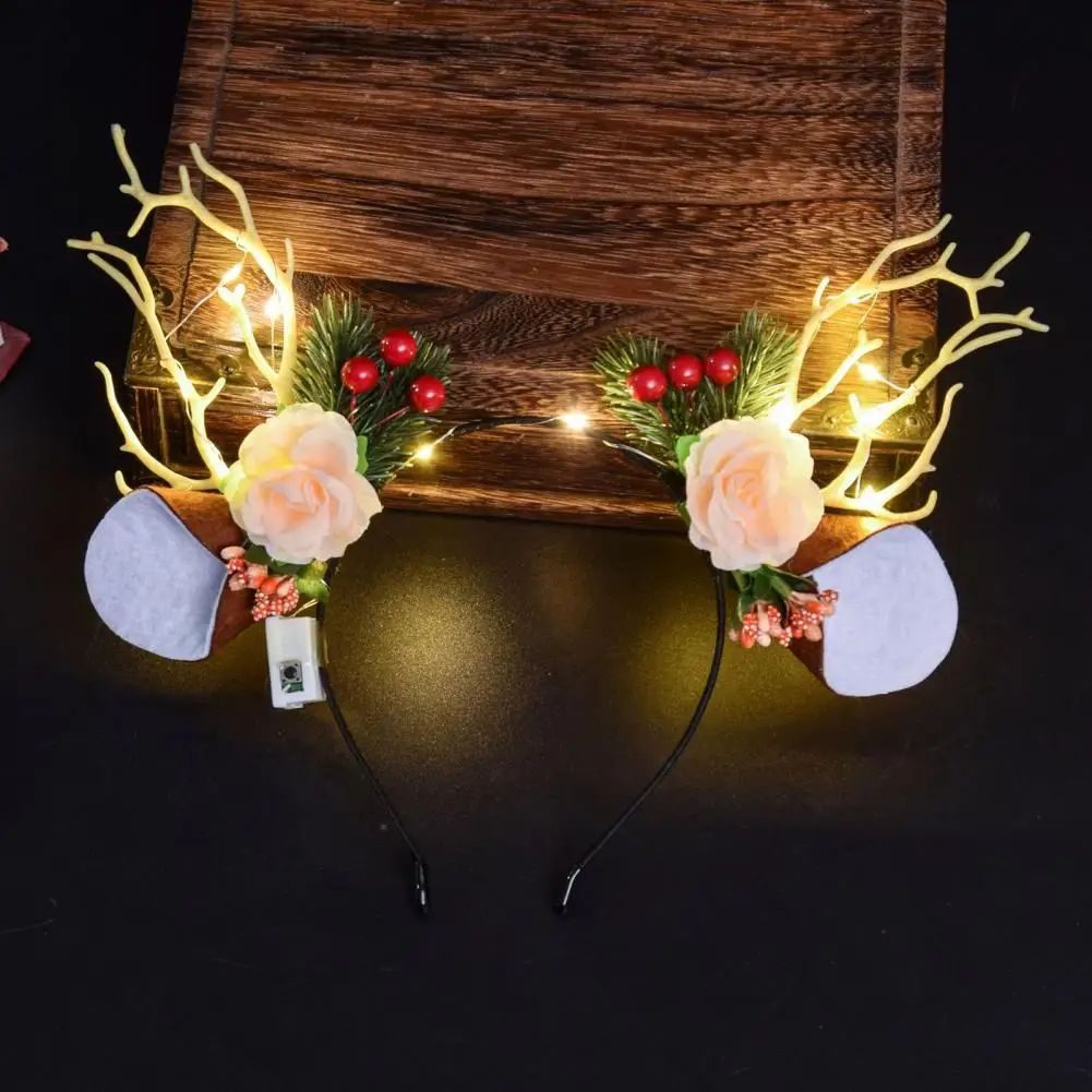 Argola de cabelo de plástico, confortável, argola de cabelo de natal, luz led, argola de cabelo de natal com flor, borboletas, decoração para festas