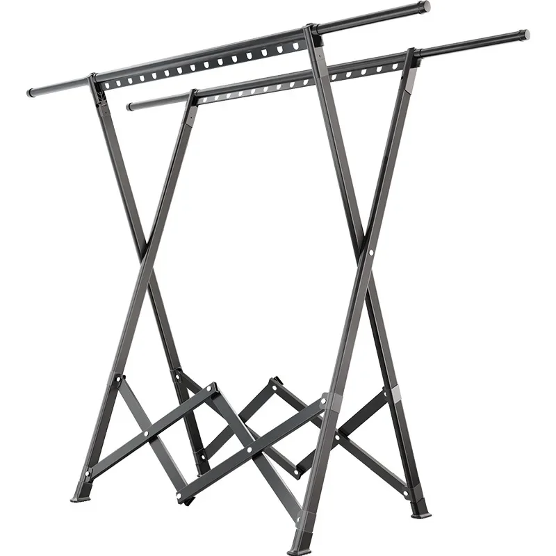 

Floor-to-ceiling drying rack, aluminum alloy, mobile, foldable, outdoor quilt drying telescopic clothes rod
