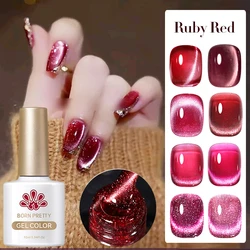 BORN PRETTY 10ml Super Shiny Ruby Red Cat Magnetic Gel Nail Polish Wine Red Series Soak Off Semi-Permanent Nail Varnish Manicure