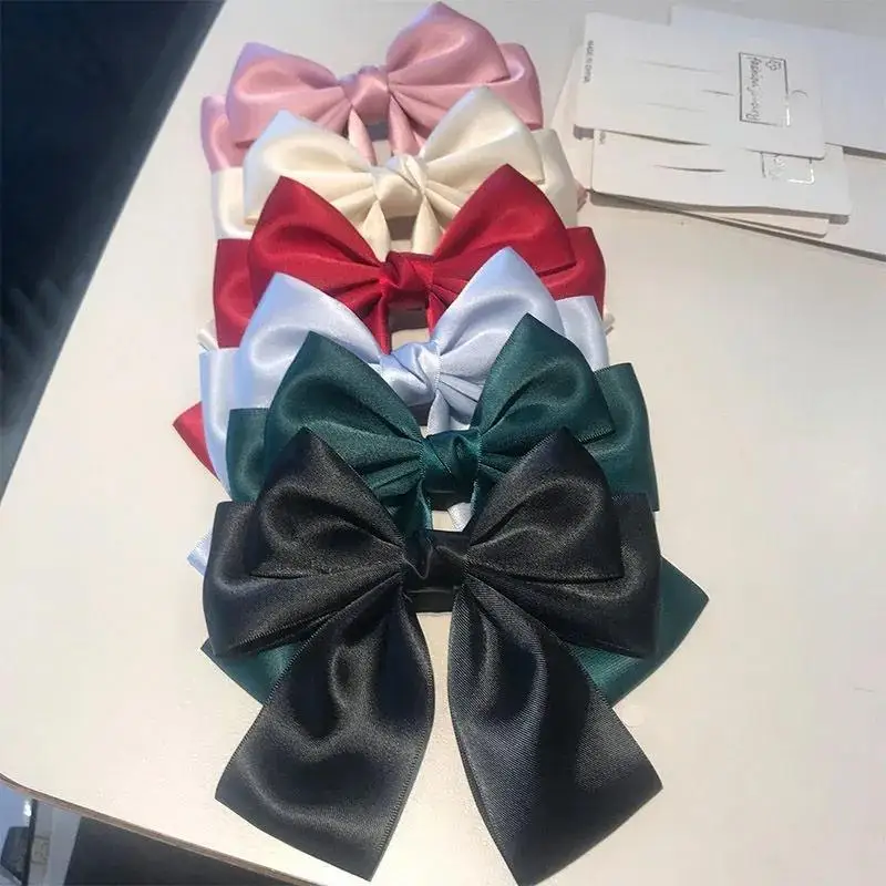Einfarbig Bogen Band Haar Clip Neue Frauen Bowknot Barrettes Frauen Pferdeschwanz Clip Stirnband Mädchen Haar Zubehör Geschenk – Detail 5