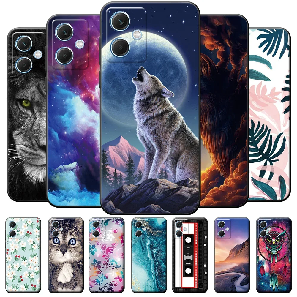 For Xiaomi Redmi Note 12 Case 5G Soft Silicone Protective TPU Black Case For Xiaomi Redmi Note 12 Pro+ Plus Cover Painted lion