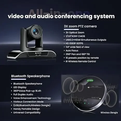 Conference Room1080p Camera And Wireless Speakerphone All-in-one Conference Video Camera System Bundle USB HDM1