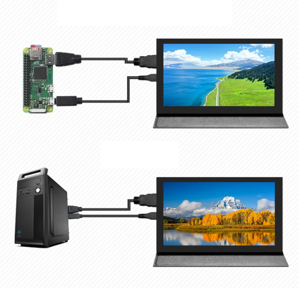 7 inch IPS HD 1024*600 LCD Display Raspberry Pi 3B 4B 5B HDMI VGA AV DC Interface with Capacitive Touch Chassis Secondary Screen