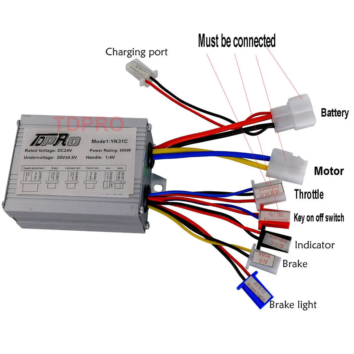 

24V 250W 350w 500W Brush Speed Motor Controller Throttle Kit MX 350 GoKart ATV Quad Electric Scooter Razor