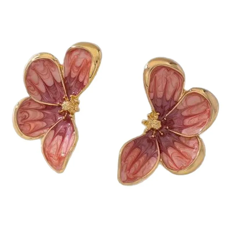 رائعة قطرة النفط الأزرق قرط صغير زهري للنساء رومانسية خمر البتلة الحمراء أقراط موضة مأدبة مجوهرات اكسسوارات #6