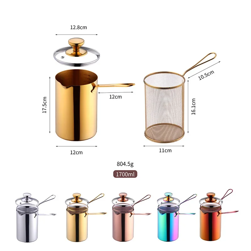 Thickeded Deep Fryer Pot With Basket and Lid Stainless Steel Deep Fryer Pasta Milk Pot Chicken Fried Food Kitchen Cooking Tools