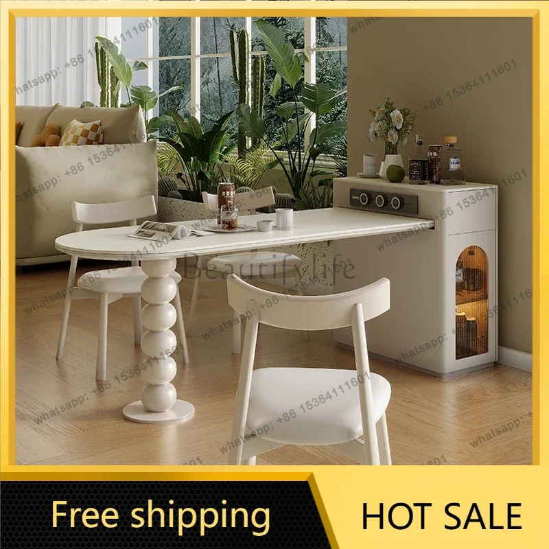 LJY Nordic Wall Dining Table Chairs Small Mini Garden Designer Dining Table Kitchen High Mesas De Comedor Living Room Furniture
