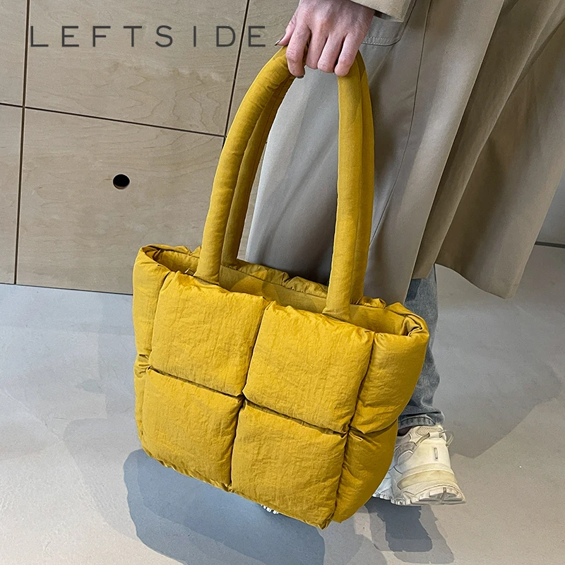 LEFTSIDE-Bolsa de ombro de pano macio feminina, sacola estudantil de cor sólida, bolsa casual, Y2K na moda, primavera, 2024