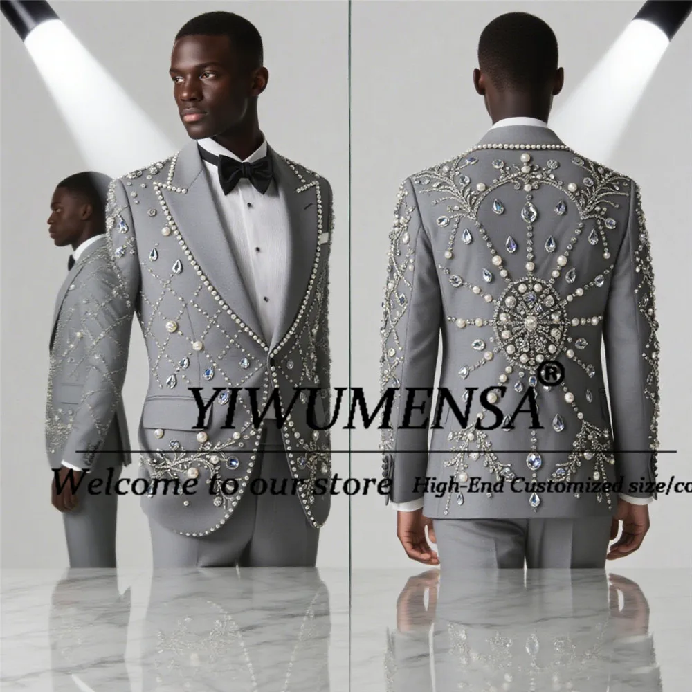 

Customized African Suits For Wedding Slim FIt 2 Pieces Set Single Breasted Prom Blazers Outfits Banquet Party costume homme 2025