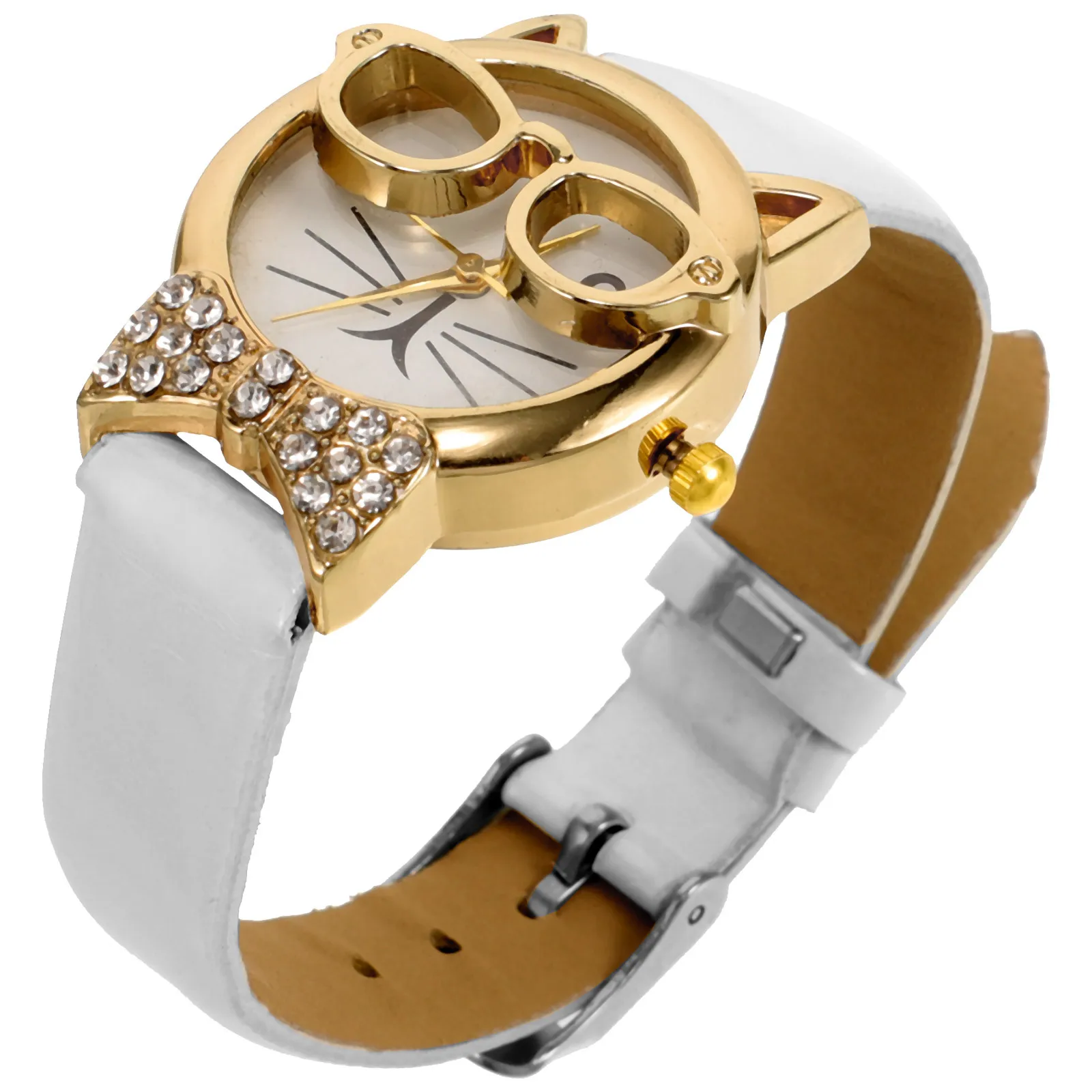 

Cartoon Cat Face Wristwatch Lightweight Adjustable Band Leisure Watch Decorative Funny Wristwatch Gift for Girls Women