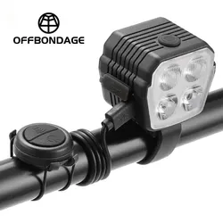 OFFBONDAGE Bicycle Headlight Horn 2-In-1 Bike Near And Far Light 2/4 Lamp Beaded Wire Control Bell Horn Mountain Bike Accessory