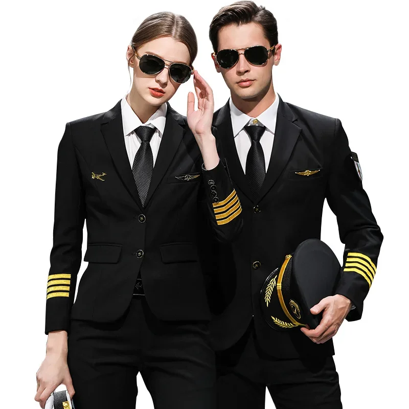 High Quality Classical Airline Pilot Uniform Cabin Crew Aviation Pilot Uniform Without shoulder Boards