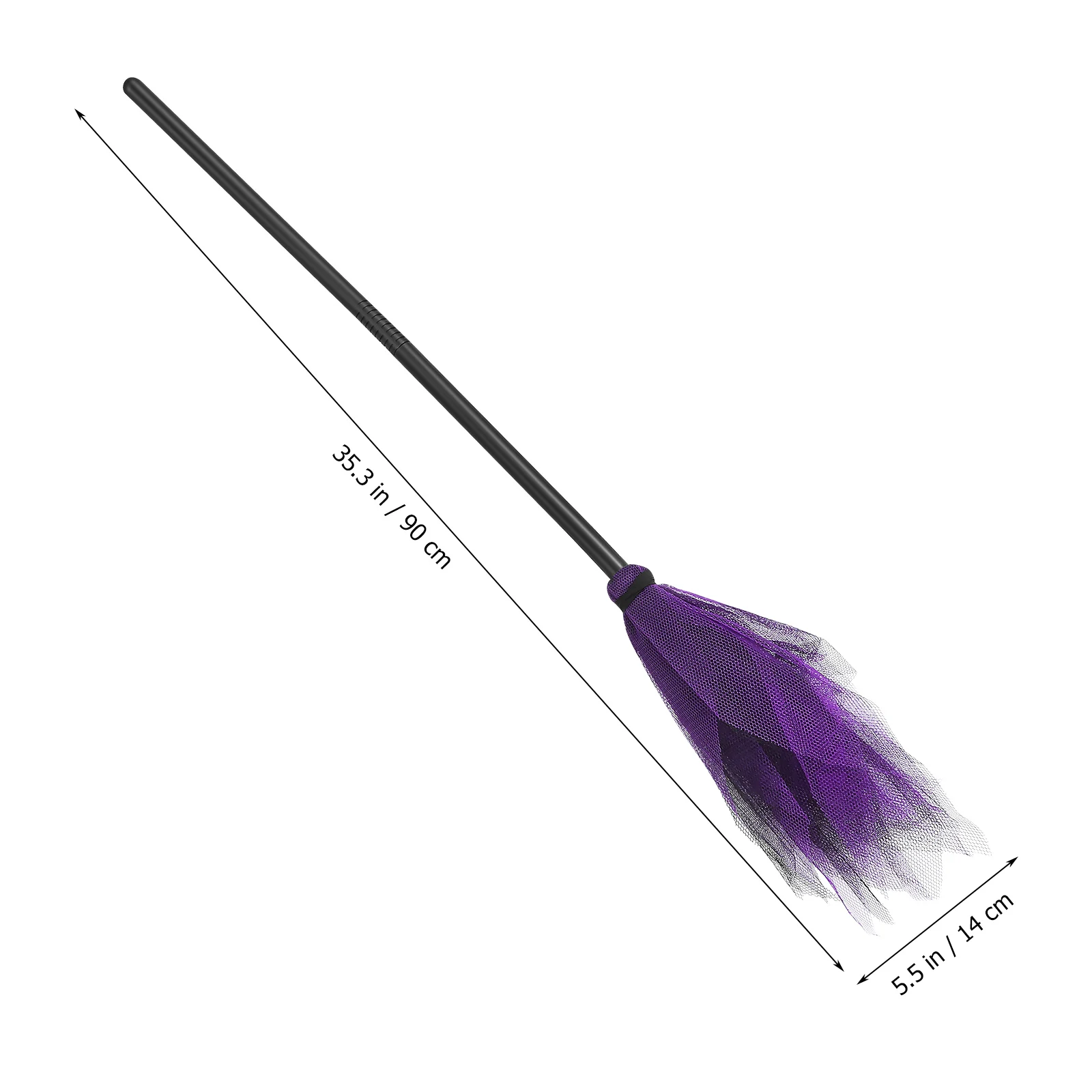 Scopa da strega in tulle netto, leggera e portatile, per feste di Halloween, decorazioni per cosplay, per bambini, donne, uomini, palette di scopa da mago