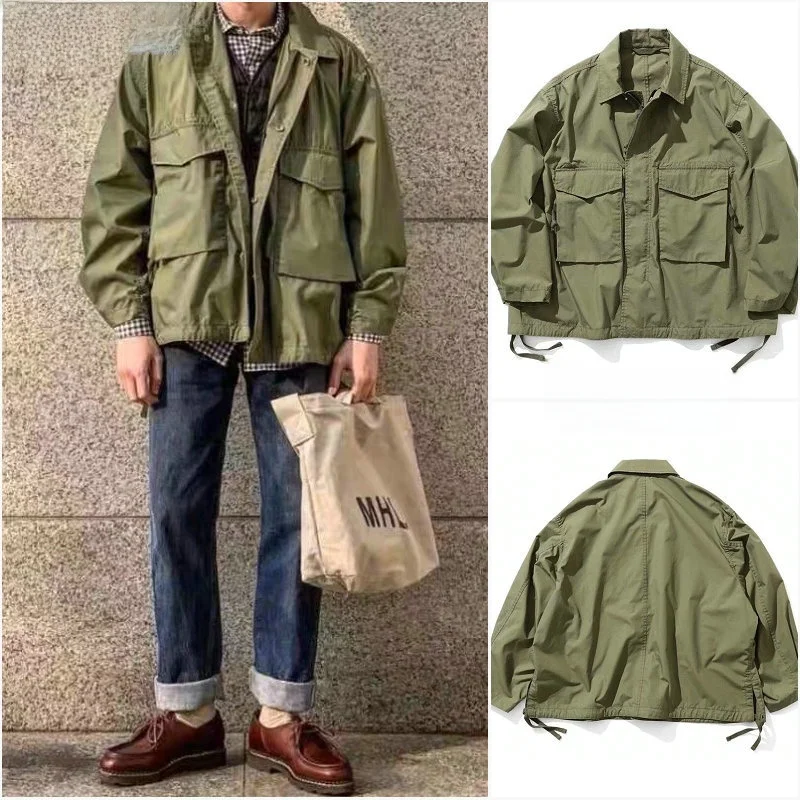 

Loose Fit ort Casual Jaet ex M65 Military Sle with kets Youth Faion Cotton 00% Autumn Season Zipper Closure