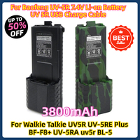 For Baofeng UV-5R 7.4V Li-on Battery UV 5R USB Charge Cable for Walkie Talkie UV5R UV-5RE Plus BF-F8+ UV-5RA uv5r BL-5 3800mAh