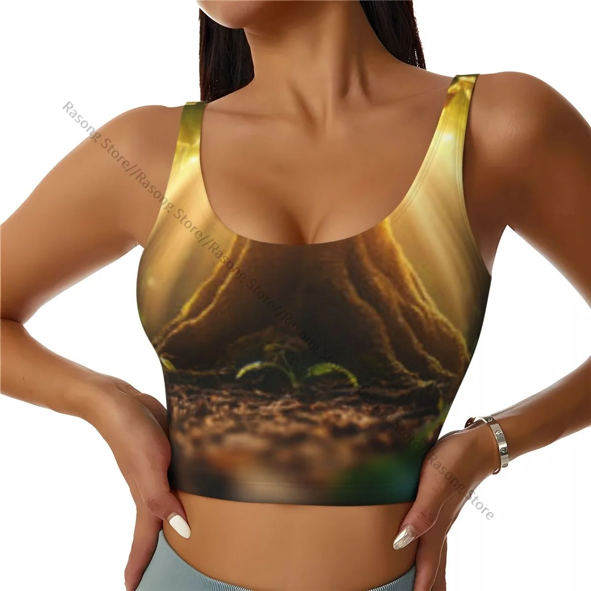 Women Sexy Sports Vest Beauty Of The Enchanting Luminescent Tree Female Streetwear Sport Lingerie Tee Crop Top