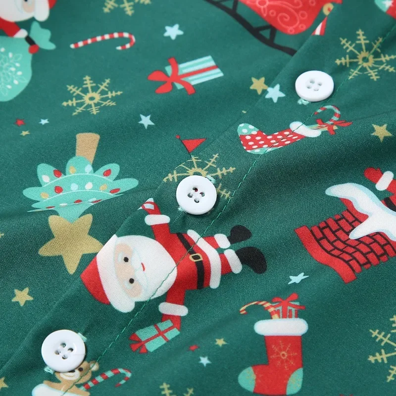 Kids Christmas Sets Short Sleeved Shirt+pants 2PCS Suit Fashion Cartoon Santa Print Children Clothing Casual Baby Boy Clothes