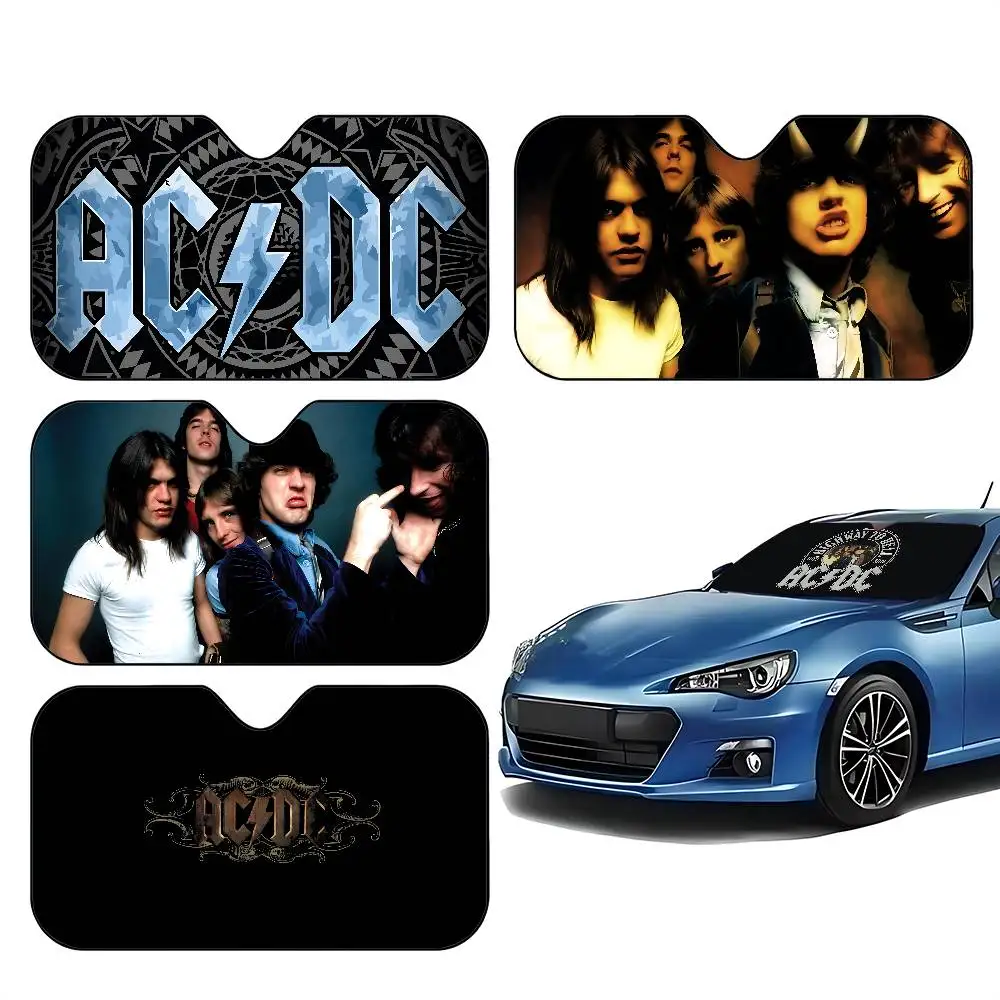 

A-ACDC Band Car Sunshade Curtains Car Sun Shade Windshield Foldable Cute Funny Sunshade For Car Truck SUV Blocks