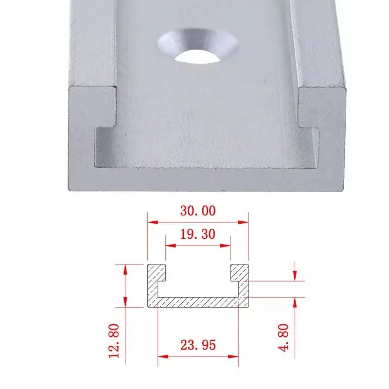 2pcs 30 Type T-track & Miter Bar Slider T-slot Connector Aluminum Alloy Woodworking Chute Rail DIY Carpentry Tools