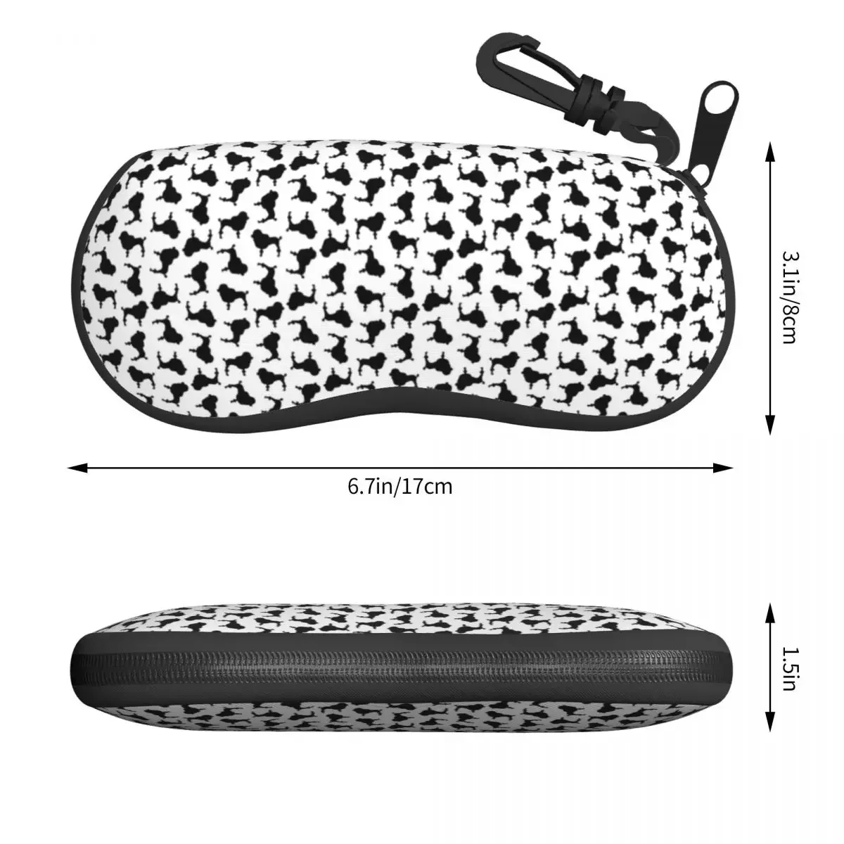 Cute Poodle Print Horizontal Glasses Case Dog Silhouettes Male Personalized Sunglasses Pouch Convenient Daily Eyeglasses Storage