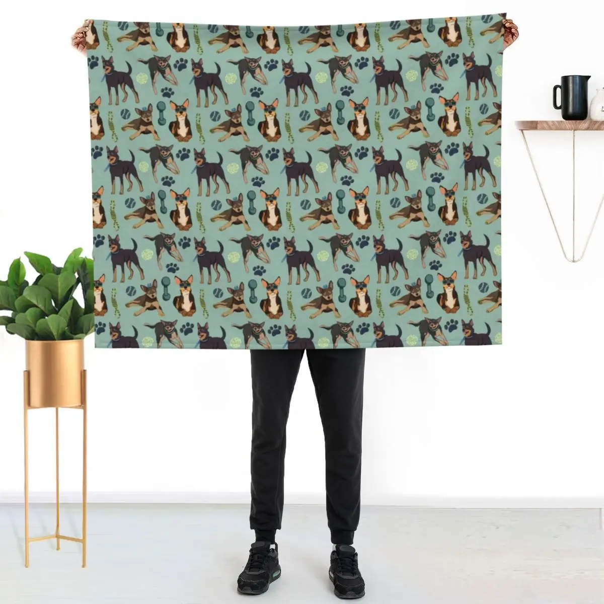 Australian Kelpie - Cute Tan and Black Dog Illustration Pattern Throw Blanket Decorative Sofas wednesday Polar manga Blankets